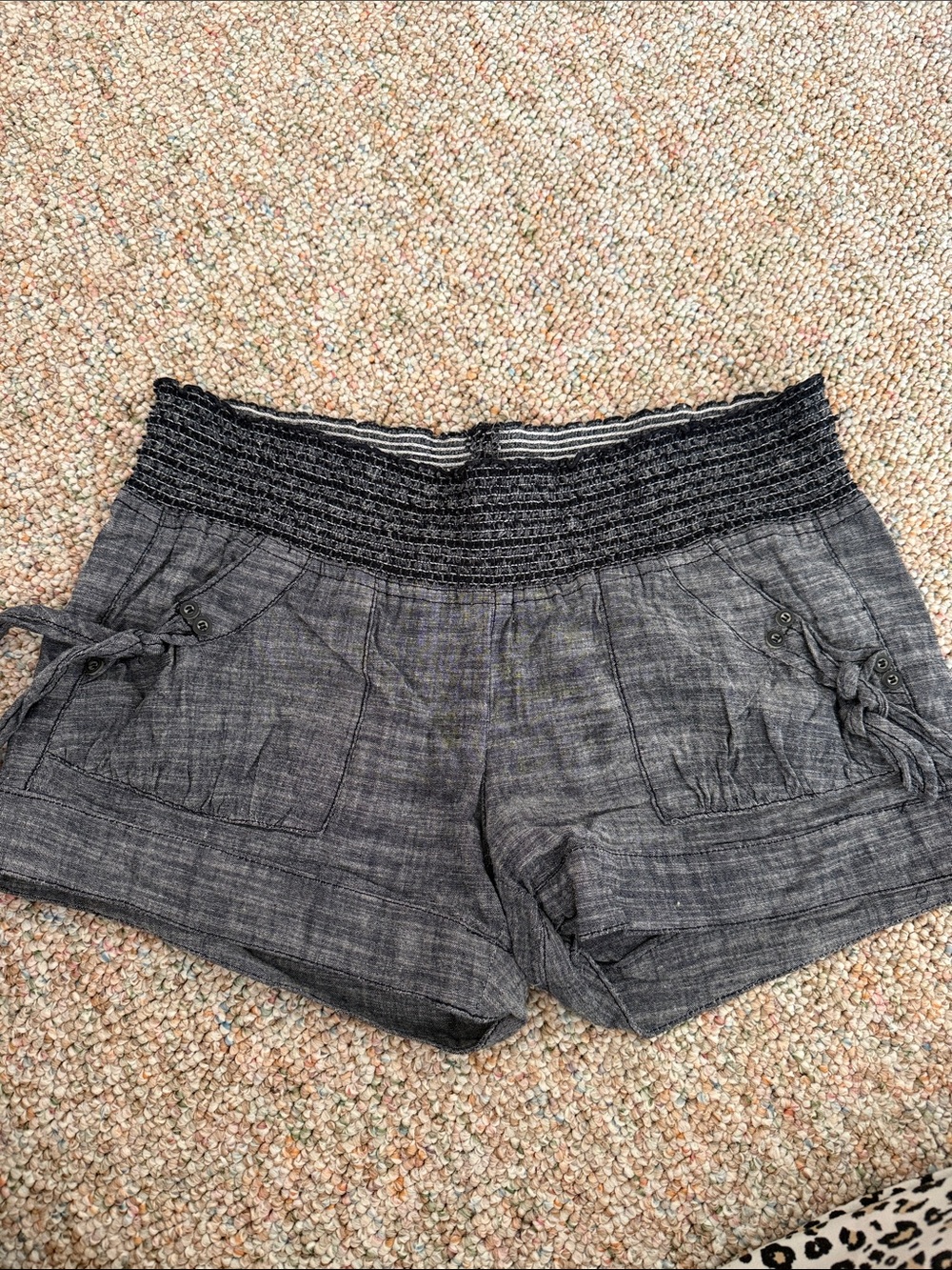 Jolt Charcoal Smocked Waist High-Rise Women's Shorts